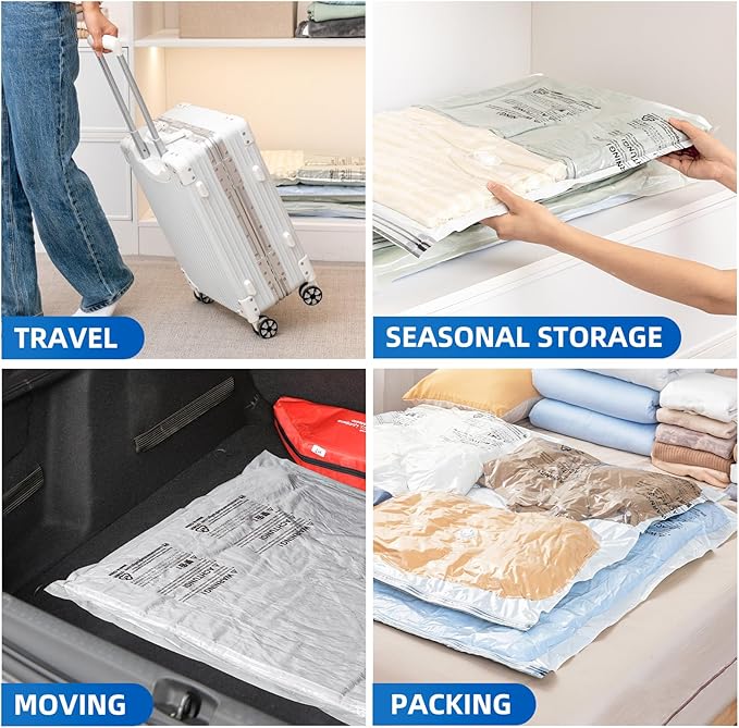 TAILI 8 Pack Vacuum Storage Bags for Comforter and Blankets, Jumbo Vacuum Seal Bags for Bedding 40x31 Inch, Space Saver Bags for Clothes, Pillows, Saving More Closet Space-NeatNest