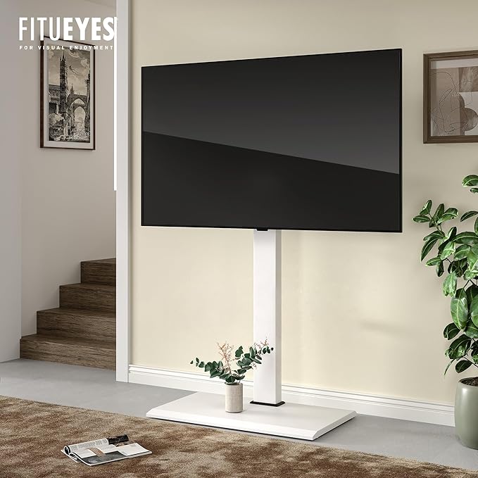 FITUEYES Iron Base Universal Floor TV Stand with Swivel Mount Space Saving for 50-85 Inch LED LCD OLED Plasma Flat Panel or Curved Screen TVs