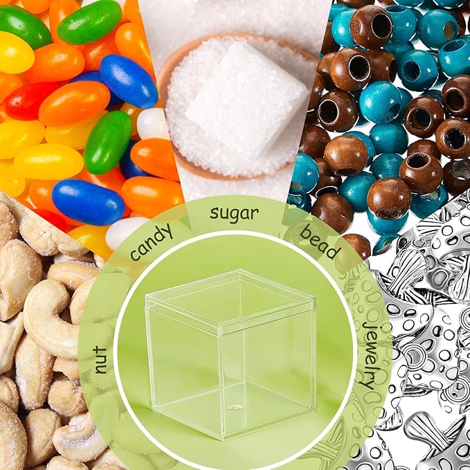 Blulu 8 Pieces Clear Acrylic Plastic Jewelry Box Mini Storage Box Mini Cube Containers with Lids for Candy Pill and Tiny Jewelry(Square,4.72 x 4.72 x 4.72 Inch)-NeatNest