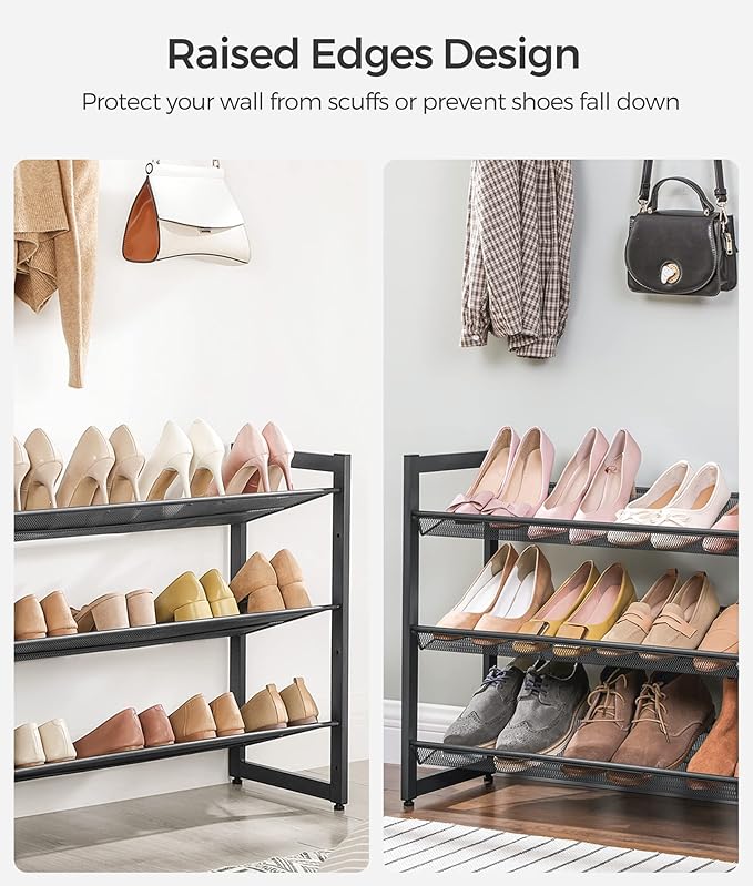 SONGMICS Shoe Rack, 6-Tier Shoe Organizer, Metal Rack for Garage, Set of 2, 3-Tier Stackable Shelf, with Adjustable Flat or Angled Shelves, 18-24 Pairs, Charcoal Gray ULMR003G02-NeatNest
