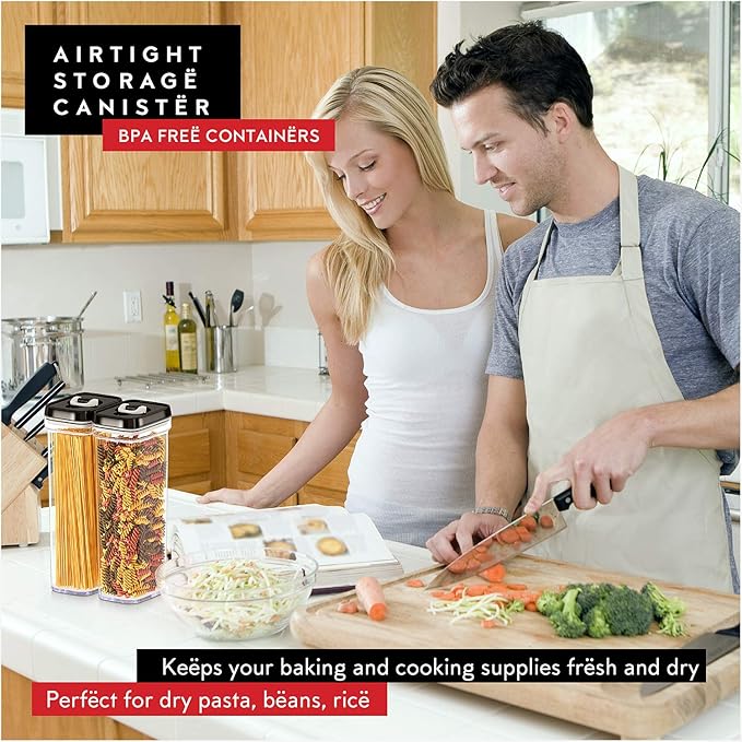 DWËLLZA KITCHEN Pasta Storage Containers for Pantry Airtight - 2 Pc Spaghetti Container Storage - Ideal for Spaghetti & Noodles, Kitchen Pantry Organization and Storage - Keeps Food Fresh & Dry-NeatNest