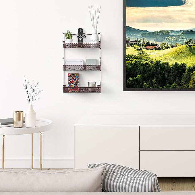 Deco Brothers 3 Tier Wall Mounted Hanging Spice Rack, Bronze-NeatNest