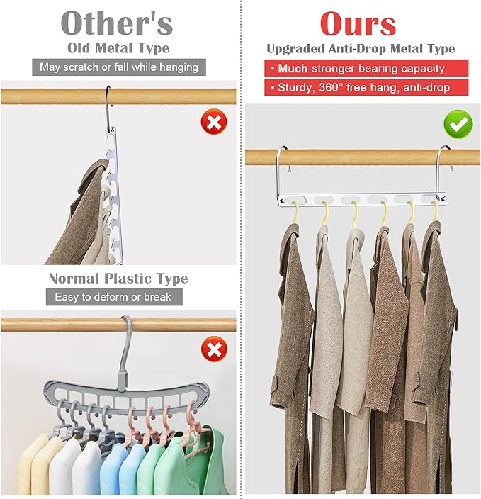 12 Pack Space Saving Hangers for Clothes, Collapsible Metal Hangers Organizer, Clothes Space Savers, Closet Organizers and Storage, Dorm Room Essentials-NeatNest