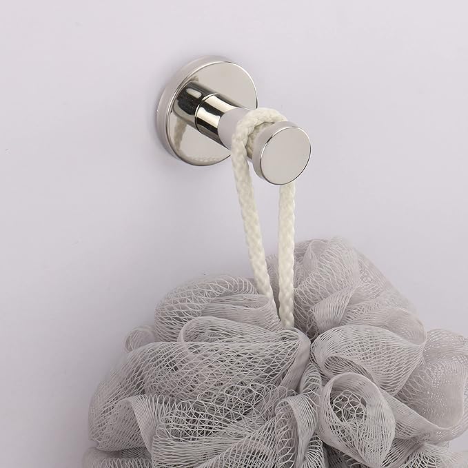 Bathroom Towel Hooks, 6 Pack Round Coat Hooks, Sturdy Wall Mounted Robe Hook, SUS 304 Stainless Steel Heavy Duty Clothes Hanger, Wall Towel Hooks for Bathroom Bedroom Kitchen (Chrome)