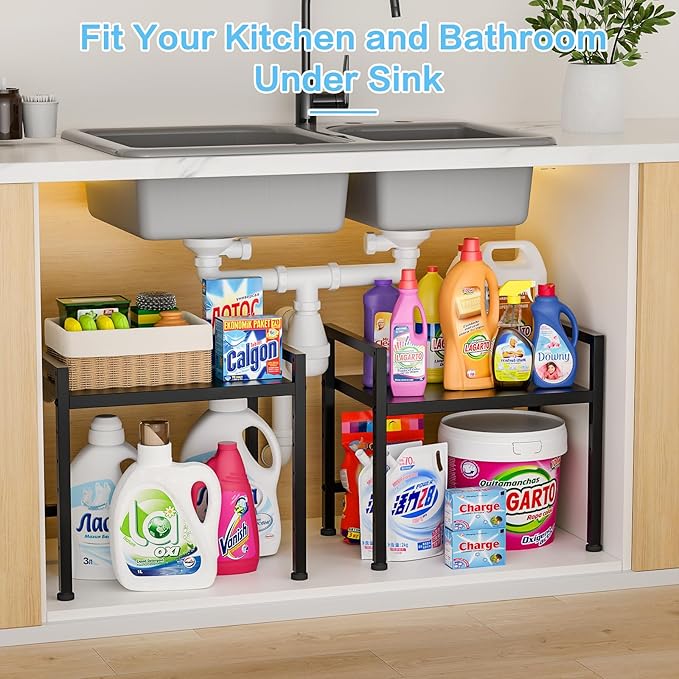 17.3 Inches Metal Storage Shelves,150LBS Heavy Duty Shelving Units and Storage For Small Appliance,Adjustable Utility Storage and Organization Shelf Rack For Kitchen Cabinet Closet Under Sink Pantry-NeatNest