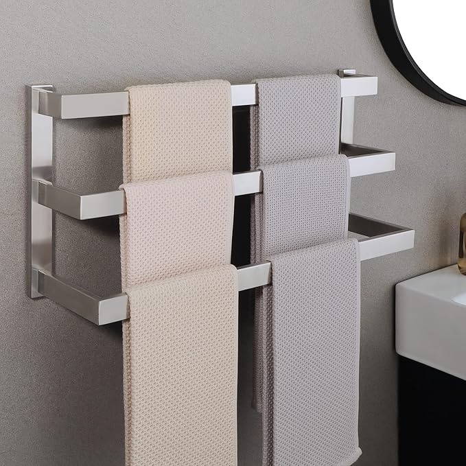 Alise Bath 3 Towel Bars Towel Racks for Bathroom Lavatory Wall Mount,Towel Hanger SUS304 Stainless Steel Towel Holder Towel Rail 23.2 Inch,Brushed Nickel,GOY003-LS