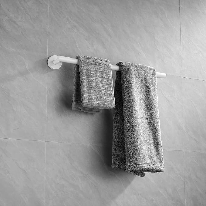 GERZWY 18-Inch Bathroom Towel Bar SUS 304 Stainless Steel Bath Towel Bar Wall Mount, White
