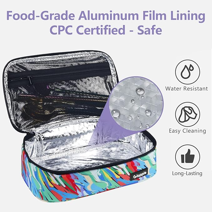 Gloppie Small Lunch Bag Insulated Lunch Box Mini Lunchbox Portable Lunch Cooler Bag Adult Lunch Pail Petty Food Containers Reusable Snack Bag, Camouflage Watercolor-NeatNest