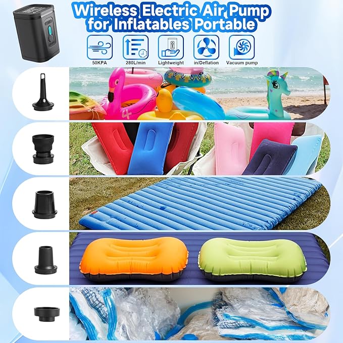 Travel Vacuum Storage Bags Combo Portable Wireless Electric Pump,12 Pack Compression Bags for Travel,Space Saver Vacuum Storage Bags for Clothing and Luggage-NeatNest