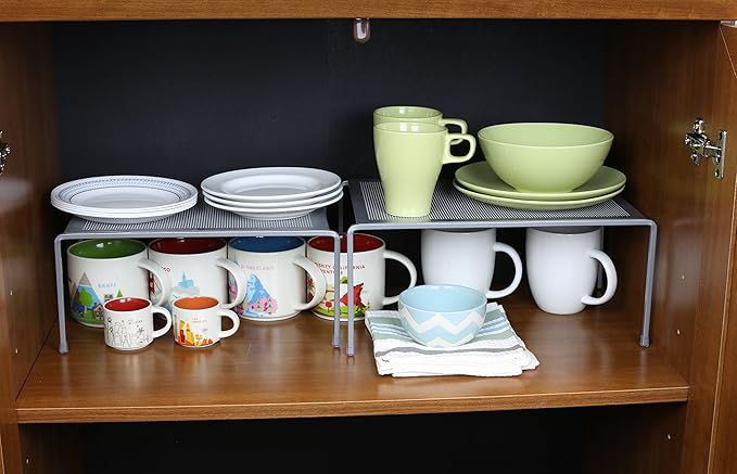 Deco Brothers Expandable Cabinet Shelf Organizer for Kitchen Cabinet and Counter, Grey-NeatNest