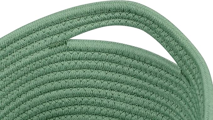 CubesLand Small Storage Basket for Shelves, Woven Rope Green Basket for Organizing, Durable & Skin-Friendly Cube Shelf Closet Organizer Bins, Toy Storage Organizers Bin, Modern Home Decor with Handles-NeatNest