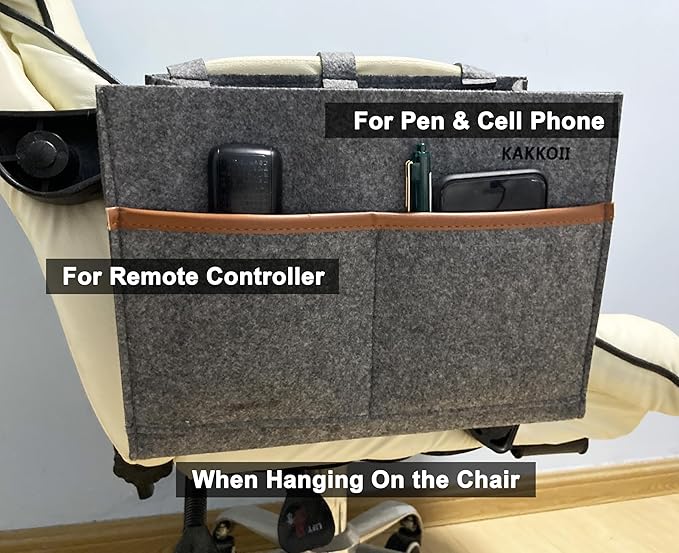 Bedside Caddy, Hanging Storage Bag, Chair Organizer Caddy, Remote, Magazine, Drink Bottle, Cell Phone Holder with Fixed Straps for Hospital Bed, Dorm Bed, Baby Stuff, Office (Grey Small)-NeatNest