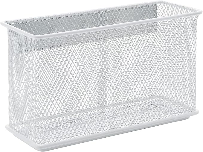 dedoot Magnetic Pencil Holder for refrigerator Storage Magnetic Basket Mesh White Strong Magnetic Pen Holder for Refrigerator,Whiteboard, Locker, Home and Office Organizer, 6.3x2.3x3.6inch-NeatNest