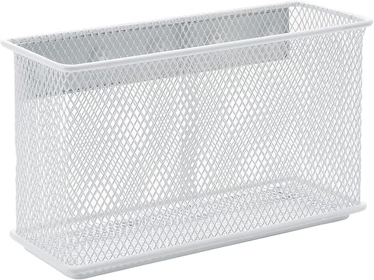 dedoot Magnetic Pencil Holder for refrigerator Storage Magnetic Basket Mesh White Strong Magnetic Pen Holder for Refrigerator,Whiteboard, Locker, Home and Office Organizer, 6.3x2.3x3.6inch-NeatNest