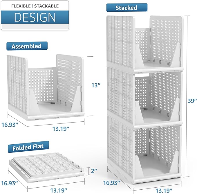 Sorbus Shelf Organizer - Closet Shelf Organizer for Clothes, Closet, Bathroom, Kitchen, Garage - Plastic Stackable Shelf Organizer Baskets - Open Front Design Under Shelf Organizer-NeatNest