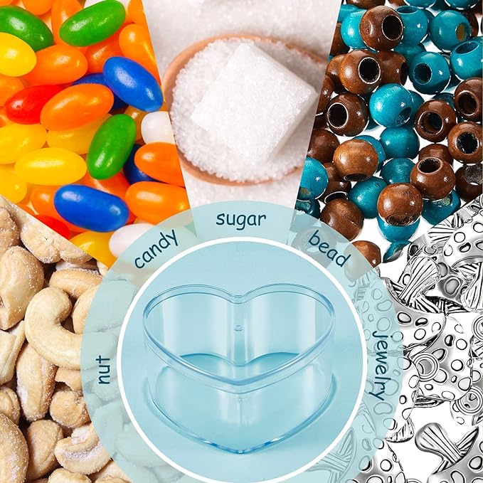 Blulu 8 Pieces Clear Acrylic Plastic Jewelry Box Mini Storage Box Mini Cube Containers with Lids for Candy Pill and Tiny Jewelry(Heart,3.27 x 2.76 x 1.57 Inch)-NeatNest