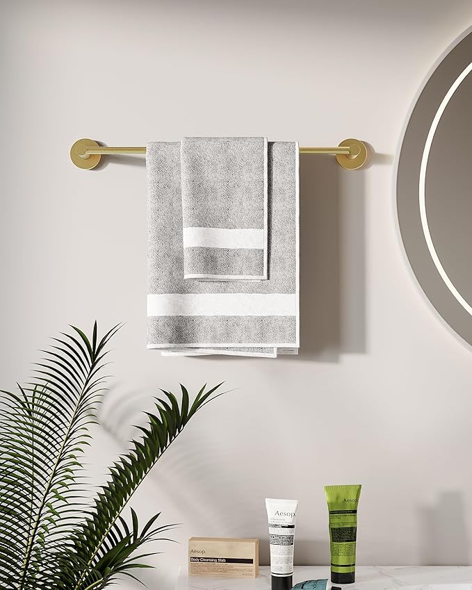 Fixsen 18-inch Gold Single Towel Bar Towel Rack Hand Towel Holder Stainless Steel and Zinc Alloy 1pc for Kitchen and Bathroom Wall Mount Heavy Duty Storage