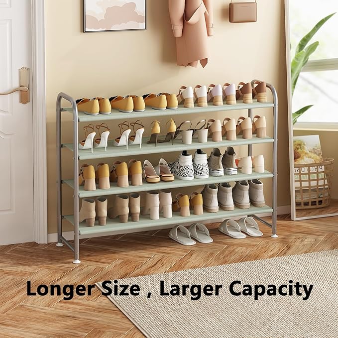Shoe Rack 4 Tier Long Storage Organizer Wide Metal Shoe Shelf for Closet Entryway Grey-NeatNest
