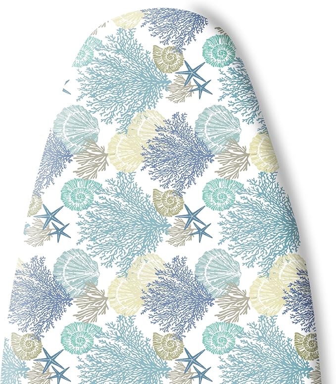 Extra Thick Ironing Board Cover and Pad, Nautical Coastal Ocean Beach Seashell Starfish 15x54 Ironing Board Cover, Resist Scorching and Staining,Elastic Edges,Marine Underwater
