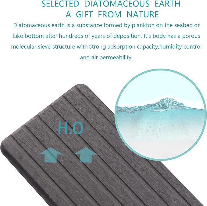 2 PCS Water Absorbent Diatomite Coasters (9.5" x 5.5"), Grooved Design, Water Absorbing Stone Used for Hand Soaps & Plants & toiletries in The Modern Home-NeatNest