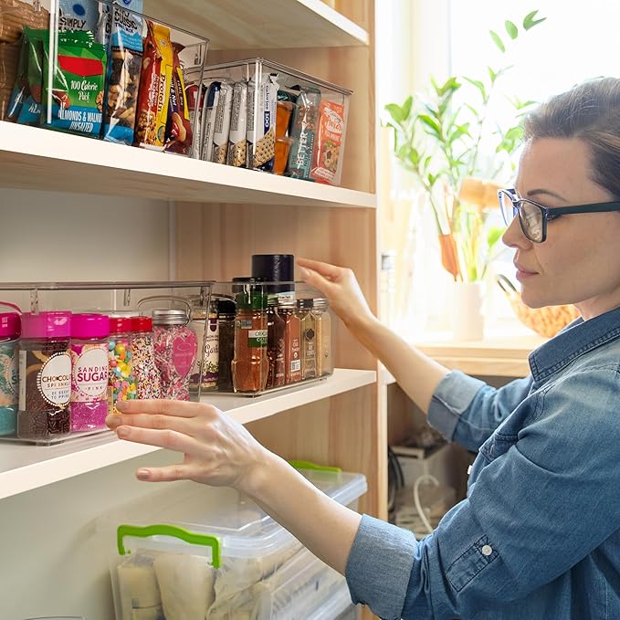 ClearSpace Plastic Pantry Organization and Storage Bins with Lids – Perfect Kitchen Organization or Kitchen Storage – Fridge Organizer, Refrigerator Organizer Bins, Cabinet Organizers-NeatNest