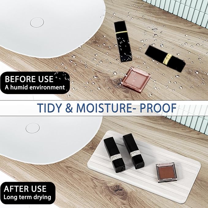 2PCS Water Absorbing Stone Tray,Quick Drying Stone Sink Tray,Water Absorbent Diatomite Coasters for Bathroom Counter and Kitchen Sink, Used for Hand Soap Dish Cosmetic Bottles Toothbrush Holders-NeatNest