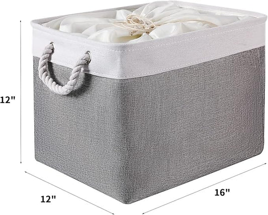combocube 16 x 12 x 12 Inch Fabric Storage Bins for Shelves, Linen Storage Organizer Storage Basket with Ropes for Laundry, Home, Closet, Office, Clothes, Toys Organizer-NeatNest