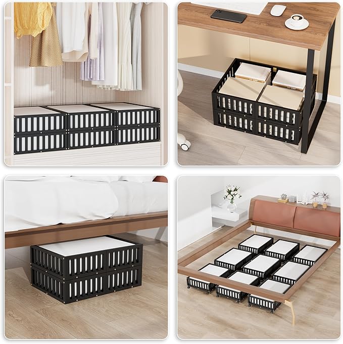 Bamboo Under Bed Storage with Wheels (2-Pack) – Rolling Underbed Shoe Organizer Box for Shoes, Blankets, Toys, Clothes Container Space-Saving Organizer Bins for Bedroom, Closet, Dorm, Nursery-NeatNest