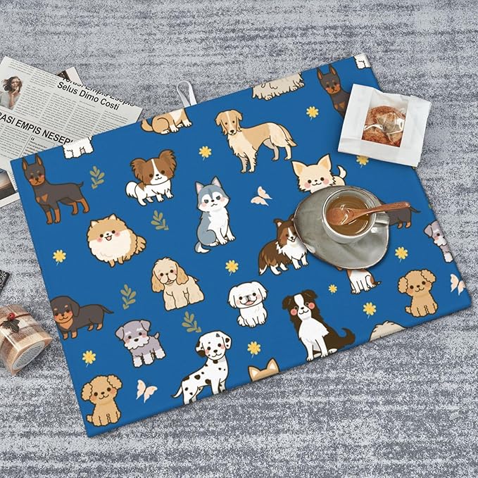 Cute Puppy Dog Dish Drying Mat 18 x 24 Inch for Kitchen Counter Cute Kitchen Mat Microfiber Kitchen Countertop Absorbent Reversible Drainer Rack Pad Dish Drying Mat-NeatNest