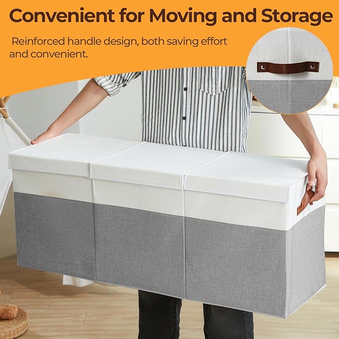 Extra Large Toy Box,150L Foldable Sturdy Toy Storage with Lid, 40"x14"x16" Kids Storage Organizer, Toy Chest for Boys&Girls,for Living Room,Nursery,Bedroom,Playroom,Large Capacity Toybox(Grey)