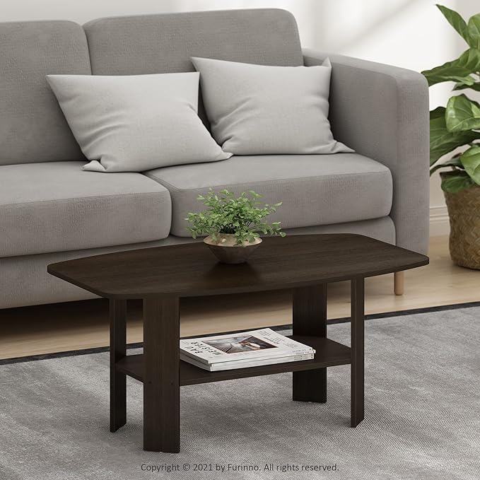 Furinno Simple Design Coffee Table, Dark Brown-NeatNest