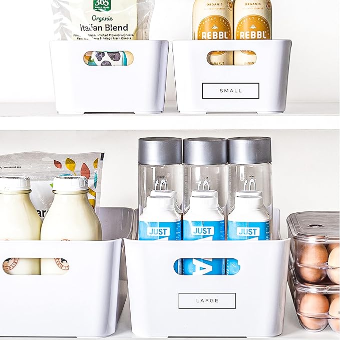 BINO Plastic Storage Bins - Small 2 Pack, White - THE SOHO COLLECTION - Pantry Organizers and Fridge Organizer-NeatNest