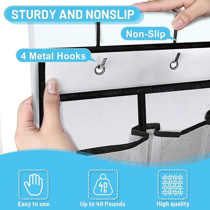 Aheroi Over the Door Shoe Organizer, 24 Pockets Mesh Shoe Organizer Door Hanger, Large Hanging Shoe Rack Holds Up to 40 lbs, Closet Shoe Behind Door Shoe Rack, Durable Shoe Storage Hanging Bag