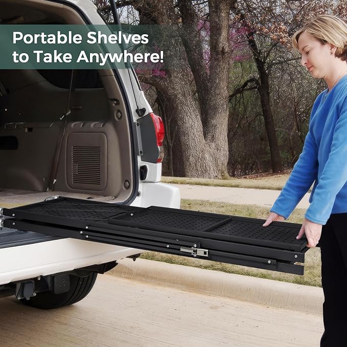 DEANIC 4 Tier Foldable Storage Shelves with Wheels, Large Capacity Shelving Unit, Freestanding Metal Wire Shelf Rack, No Assembly Organizer Rack for Garage Kitchen, Basement, Pantry(Black Pack of 2)-NeatNest