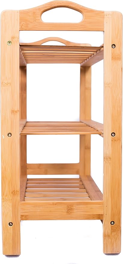 BirdRock Home 3 Tier Free Standing Shoe Rack with Handles | Bamboo | Wood | Closets and Entryway | Organizer | Fits 9 Pairs of Shoes-NeatNest