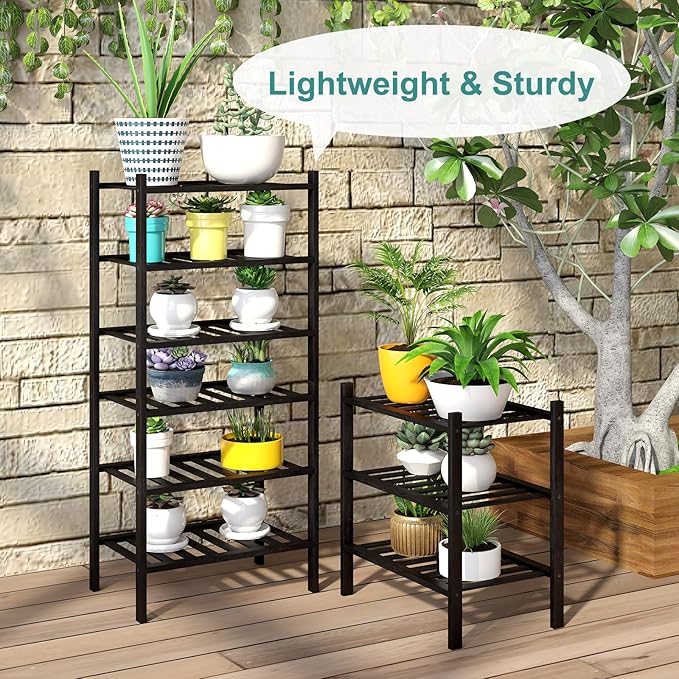 Small Shoe Rack for Entryway,3-Tier Black Bamboo Shoe Organizer for Hallway Closet, Free Standing Shoe Racks for Indoor Outdoor-NeatNest