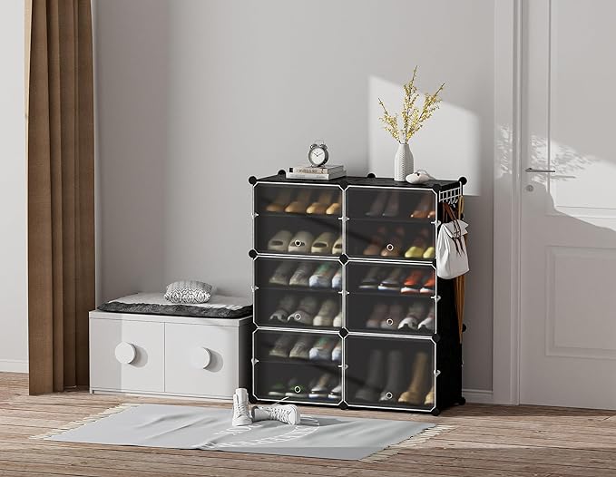 HOMIDEC Shoe Rack Organizer, 6 Tier Storage Cabinet 24 Pair Plastic Shoe Shelves for Closet Hallway Bedroom Entryway-NeatNest