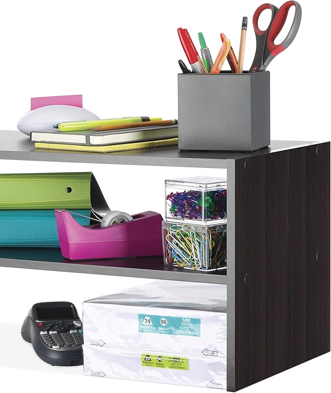 Whitmor Wood Stackable 2-Shelf Shoe Rack, 24 INCH, Espresso-NeatNest