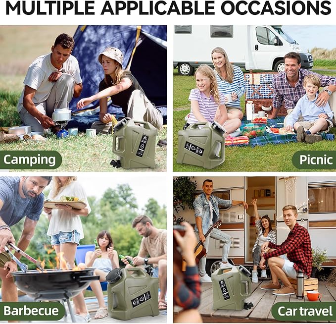 Camping Water Jug - 3.2 Gallan Water Container with Spigot | Portable Water Tank for Outdoor Hiking Picnic Supplies-Green-NeatNest