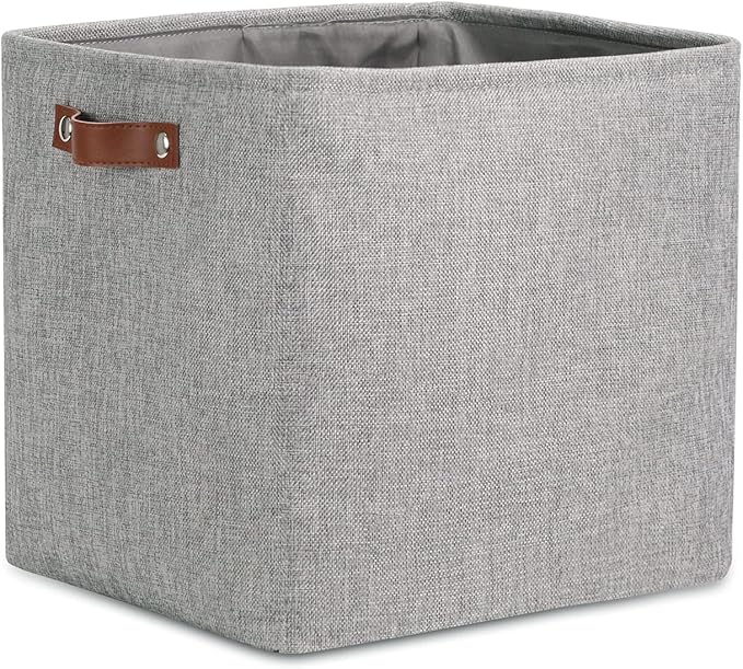 DULLEMELO Cube Basket for Storage and Organization, Collapsible Fabric Cube for Closet, Laundry, Nursery and Shelves - Decorative Empty Basket for Gifts (Gray)-NeatNest