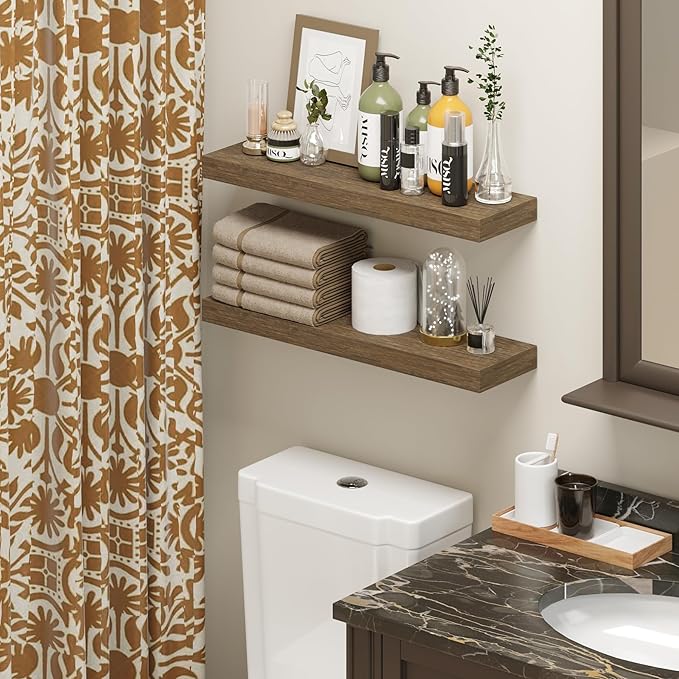 BAMEOS Floating Shelf, 24x6 Wall Shelf,Decor Wall Mounted Shelves,Hanging Shelf Set for Bathroom Kitchen Living,Kitchen,Room Bedroom Storage-NeatNest