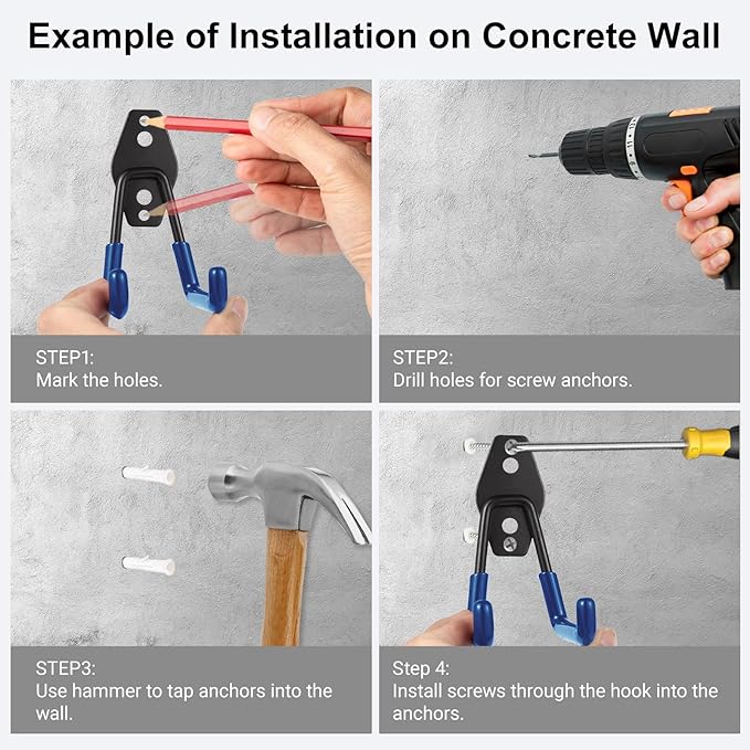 Garage Hook Heavy Duty Wall Storage Hangers, 30 Pack Garage Storage Hooks Steel Tool Blue for Ladders, Ropes, Garden Tools-NeatNest