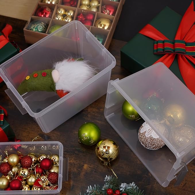 Citylife 6 Packs 6 QT Plastic Storage Bins with Latching Lids Clear Storage Box with handle Stackable Storage Containers for Organizing Snacks, Crafts, Toys, Tools-NeatNest