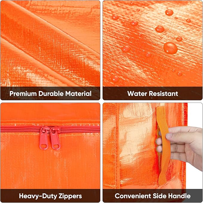 BALEINE 2-Pack Oversized Moving Bags with Reinforced Handles, Heavy-Duty Storage Tote for Clothes, Moving Supplies (Orange, 2-Pack)-NeatNest