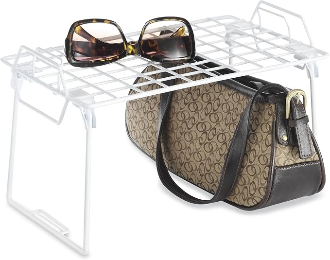 Whitmor Wire Grid Stacking Shelf Small, White-NeatNest