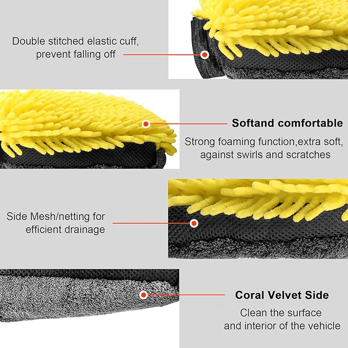 Collapsible Wash Bucket with Microfiber Mitt, 10L (2.6 Gallon) Portable Collapsiblle Buckett with Handle for Car Wash Household Cleaning, Multiuse Collapsibles Water Bucket and Car wash mitt - Grey-NeatNest