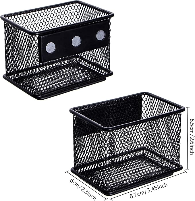 dedoot 6 Pack Magnetic Pen Holder, 3.45x2.3x2.6inch Magnetic Basket Locker Organizer Metal Mesh Pencil Memo Holder for Whiteboard, Fridge, Desk, Offices-NeatNest