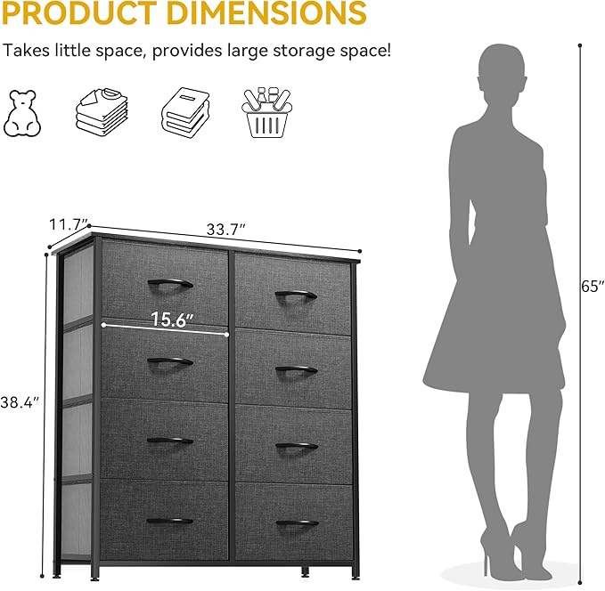 DWVO Dresser for Bedroom, Fabric Dresser with 8 Drawers, Chest of Drawers for Closet, Living Room-NeatNest