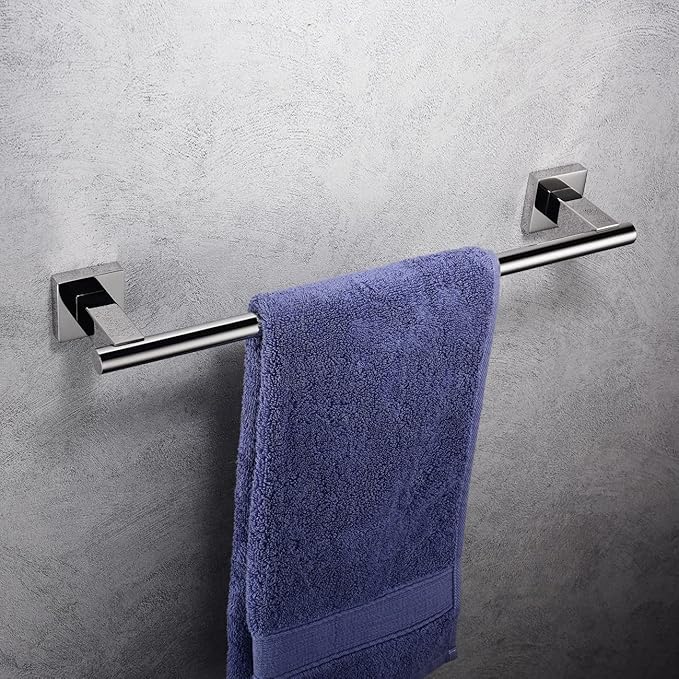 Miyili Bathroom Single Towel Bar 15.75-Inch Stainless Steel Towel Rack Bath Towel Hanger Wall Mount Polished Finish, A02C40A