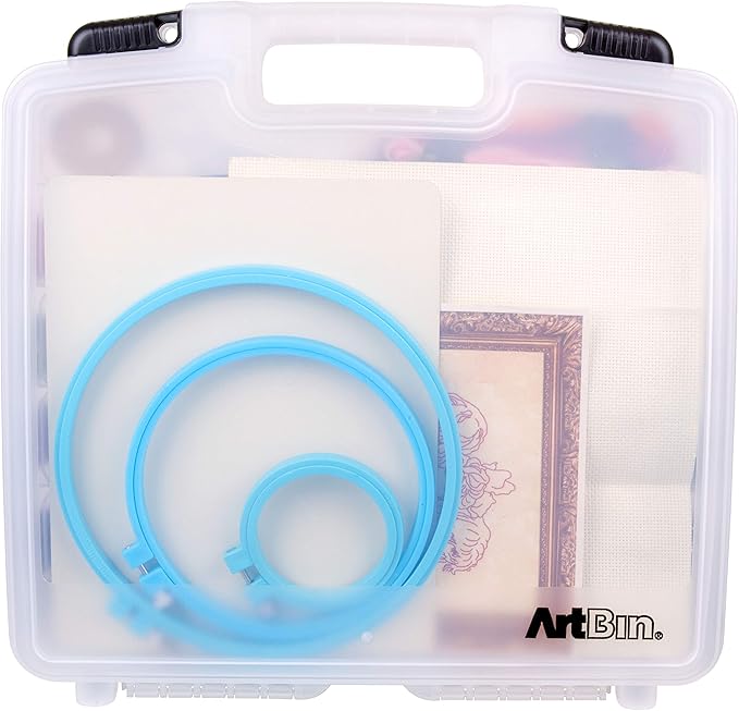ArtBin 6961AB Quick View Deep Base Carrying Case with Removable Dividers, Portable Art & Craft Storage Box, 15", Clear